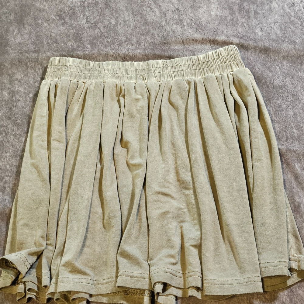 P.O.L Womens Mini Pleated Olive Green Skirt Flowy Elastic Waist ELS14 Size S
